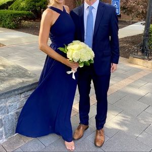 Navy blue lulus bridesmaid dress xs worn one time